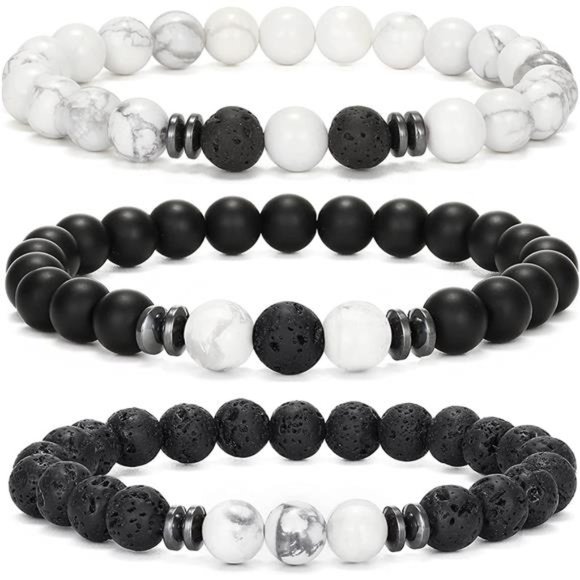 Mens Beaded Bracelets Matte Lava Rock Volcanic Stone Beads Fashion Jewelry - Picture 1 of 7